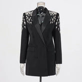 Luxe Crystal-Embellished Double-Breasted Blazer